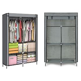 Large Textile Wardrobe with Shelves for Clothes and Shoes