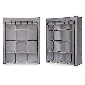 Large Textile Wardrobe with Shelves for Clothes and Shoes