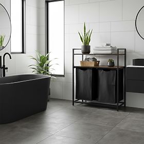 Laundry Basket with Shelves 2 Compartments MIRUN