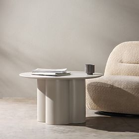 Lazaro Coffee Table 80 cm, Round, Gray-Beige