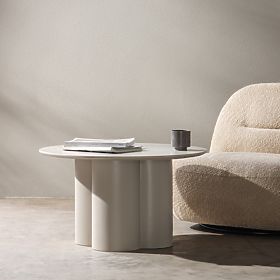 Lazaro Coffee Table 80 cm, Round, Gray-Beige, lectus