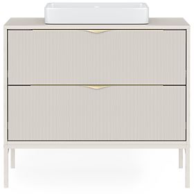 Livia 80 cm Vanity Cabinet for Countertop, Cashmere, Metal Legs, Grooved