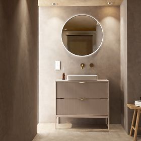 Livia 80 cm Vanity Cabinet for Countertop, Cashmere, Metal Legs, Grooved