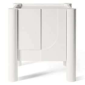 Lunaria Nightstand with Carved Front, White, lectus