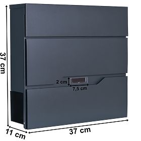 Mail Box for Letters Vidar Anthracite with Inscriptions