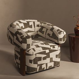 Maribel Relaxation Chair Olive-Cream/Walnut, Rounded Shapes, lectus