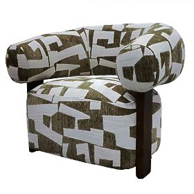 Maribel Relaxation Chair Olive-Cream/Walnut, Rounded Shapes, lectus