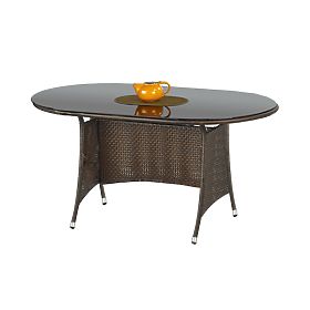 MASTER garden table, color: glass - black, rattan - dark brown (2p=1pc), Halmar
