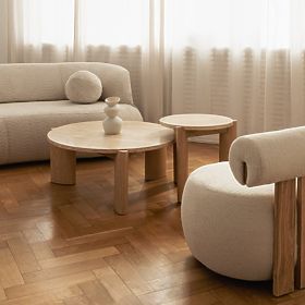 Medley Coffee Table 90 cm, Round, Travertine/Ash