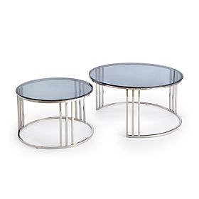 MERCURY set of 2 benches, frame - silver, glass - smoked (1p=1pc), Halmar
