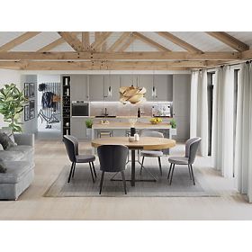 MERCY extendable table, top - golden oak, legs - black (2p=1pc), Halmar