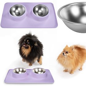 Metal Bowls for Dogs or Cats with Non-Slip Mat Purple PJ-088, PuppyJoy