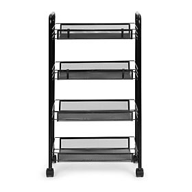 Metal Kitchen and Bathroom Organizer on Wheels, 4 Shelves, Black ModernHome, MODERNHOME