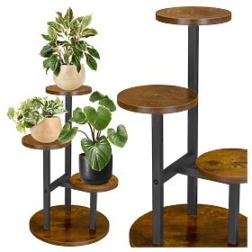 Metal Loft Plant Stand MIGUEL RUSTIC Antique Oak, Halmar
