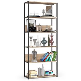 Metal Loft Shelf 80 cm - Black-Sonoma Oak - 6 Shelves