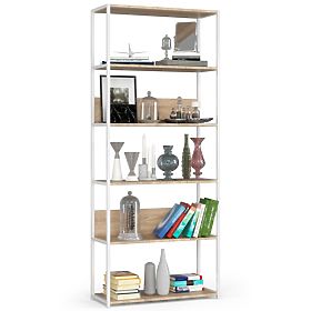 Metal Loft Shelf 80 cm - White-Sonoma Oak - 6 Shelves