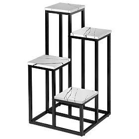 Metal Plant Stand MOGREN White Marble