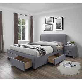 MODENA 3 Bed with Drawers in Grey Velvet