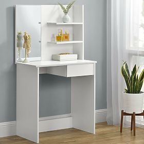 Modern Cosmetic Vanity Table with Large Mirror and Shelves ModernHome, MODERNHOME