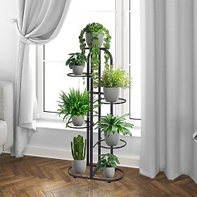 Modern Metal Plant Stand 6 Levels Black, MODERNHOME