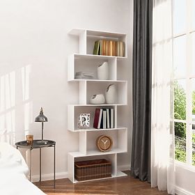 Modern Shelf for Living Room with 5 Shelves for Books White