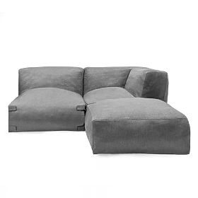 Modular Garden Corner Sofa Vacuum I with Cover, Gray