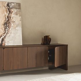 Moku TV Stand Walnut Villa, Rounded Front Edges