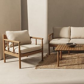 Mortlake Garden Furniture Set Eucalyptus Wood FSC, Teak Look, Light Beige