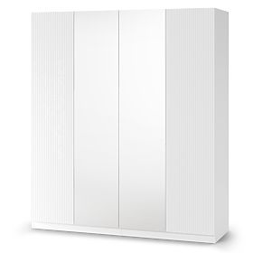 Neroli Four-Door Wardrobe, Simple Grooves/Mirror, White