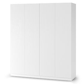 Neroli Four-Door Wardrobe, Simple Grooves, White, lectus