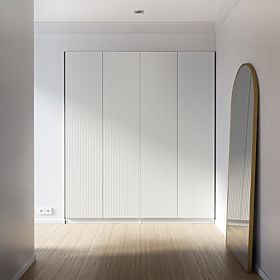Neroli Four-Door Wardrobe, Simple Grooves, White, lectus