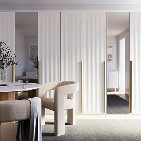 Neroli Wardrobe Door, 45.6 cm, Arched Grooves, White, Left, lectus