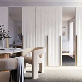 Neroli Wardrobe Door, 45.6 cm, Arched Grooves, White, Right, lectus