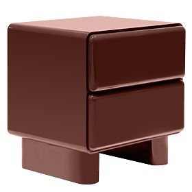Nightstand with Drawers Lagos, Burgundy/Brown, Rounded, Glossy