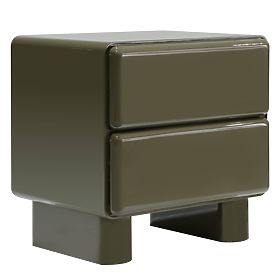 Nightstand with Drawers Lagos, Green/Gray, Rounded, Glossy