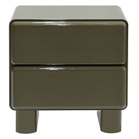 Nightstand with Drawers Lagos, Green/Gray, Rounded, Glossy