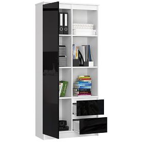 OFFICE SHELF R 80 cm CLP R11 PK WHITE / BLACK GLOSS