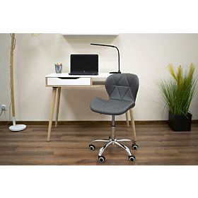 Office Swivel Chair with Wide Backrest Eco-Leather Chrome Gray, LEOBERT