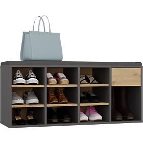 Open Shoe Cabinet TALLIN ANTHRACITE OAK ARTISAN for Hallway