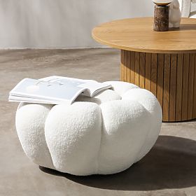 Perugia Pouf, White, Boucle, Rounded Shapes
