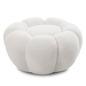 Perugia Pouf, White, Boucle, Rounded Shapes