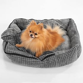 Pet bed with blanket S - gray