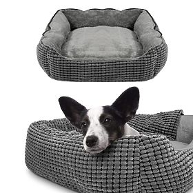 Pet bed with blanket S - gray, PuppyJoy