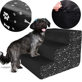PET STAIRS 342533A BLACK/PRINT, PuppyJoy