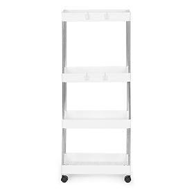 Plastic Bathroom Shelf with 4 Shelves and Wheels, MODERNHOME