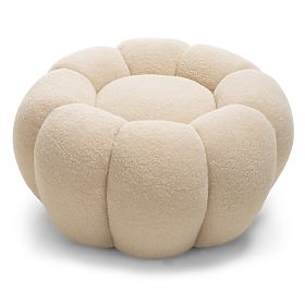 Pouf Perugia, Beige, Bouclé, Rounded Shapes