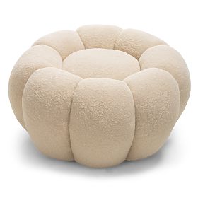 Pouf Perugia, Beige, Bouclé, Rounded Shapes