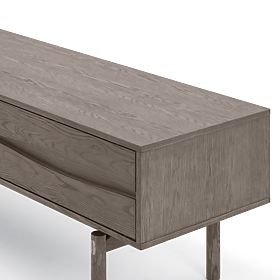 Quadri TV Cabinet with Drawers, Solid Oak Wood, Veneer, Espresso Brown