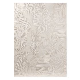 Rectangular Mona Tufted Wool Rug, Cream, Leaves, Rug Size: 160x230, lectus