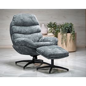 Relaxation Chair DARIO with Footrest and Rocking Function, Blue (1p=1pc), Halmar